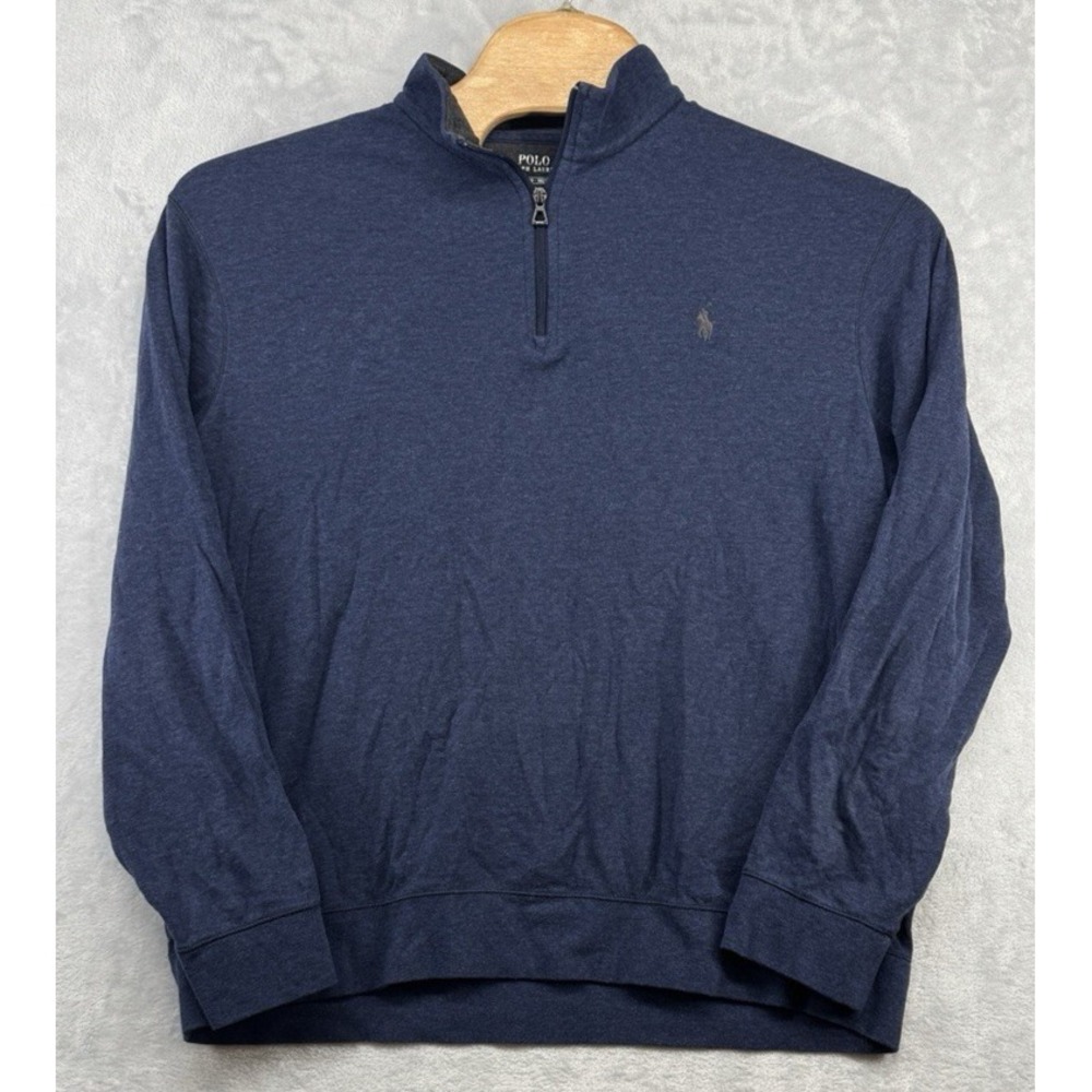 Polo Ralph Lauren Luxury Jersey Quarter-Zip Pullover Blue Men's Size XL
